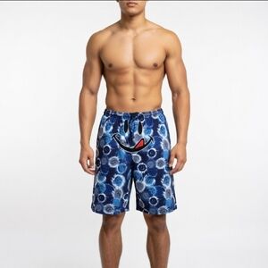 Joe Boxer Men's Blue Tie-Dye Cotton Lounge Smiley Graphic Shorts Size XXL